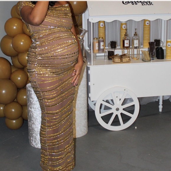 ALGIST gold rhinestone dress. Size XL but fits like a L. Original price $315 - Picture 2 of 4